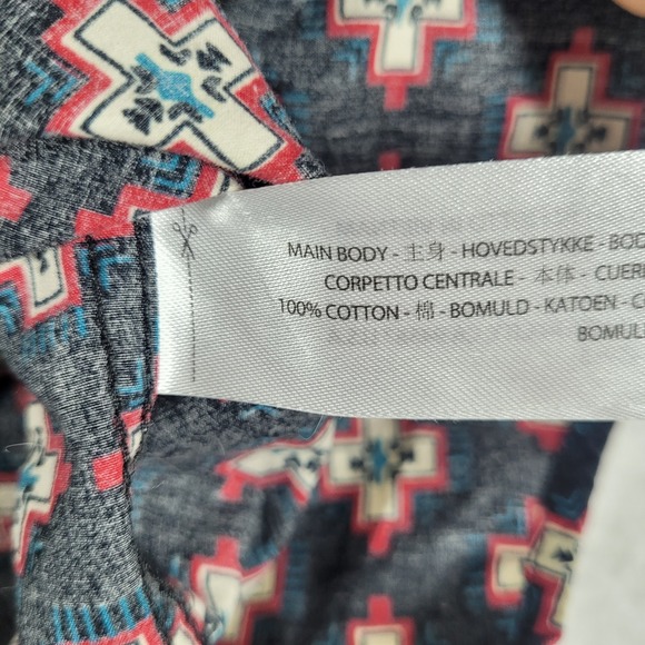 Ariat Long‎ Sleeve Button Down Shirt Men's Small Navy Blue Geometric Print - Picture 8 of 9